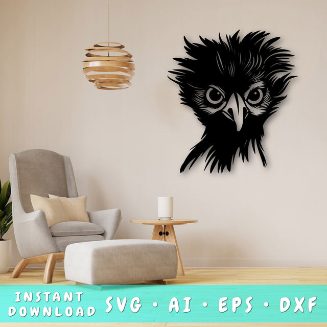 Silkie Chicken Laser SVG Cut File, Silkie Chicken Glowforge File, Silkie Chicken DXF, Silkie Chicken Wall Art SVG SVG HappyDesignStudio 