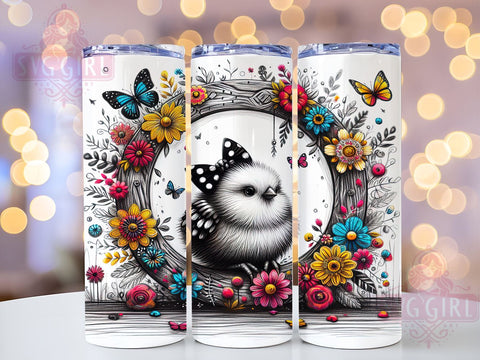 Silkie Chicken Tumbler, Country Chicken Design, 20oz Skinny Tumbler, Sublimation PNG, Farm Animal Gift, Chicken Lover Gift, Rustic Decor Sublimation SvggirlplusArt 