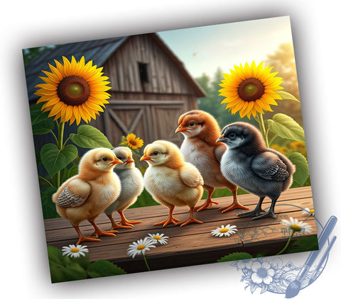 Silkie Chicken Tumbler, Country Chicken Design, Sunflower Tumbler Wrap, 20oz Skinny Tumbler, Sublimation PNG, Chicken Coop Decor, Farmhouse Drinkware Sublimation ToriDesigns 