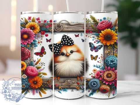 Silkie Chicken Tumbler Wrap, Silky Chicken Design, 20oz Skinny Tumbler, Sublimation PNG, Country Chicken Drinkware, Farmhouse Style Tumbler, Chicken Lover Gift Sublimation ToriDesigns 