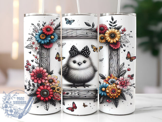 Silkie Chicken Tumbler Wrap, Silky Chicken Design, 20oz Skinny Tumbler, Sublimation PNG, Country Chicken Drinkware, Farmhouse Style Tumbler, Chicken Lover Gift Sublimation ToriDesigns 