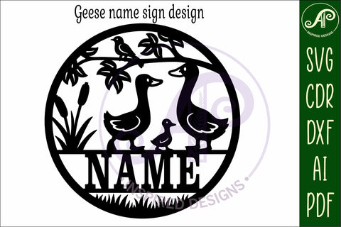 Silly Geese name sign design for laser cutting SVG APInspireddesigns 