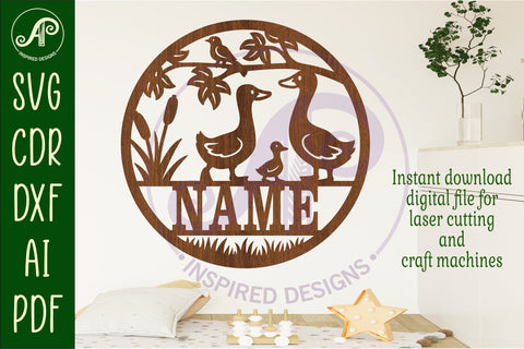 Silly Geese name sign design for laser cutting SVG APInspireddesigns 