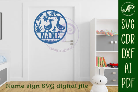 Silly Geese name sign design for laser cutting SVG APInspireddesigns 