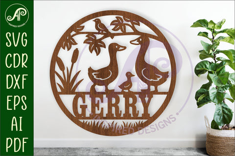 Silly Geese name sign design for laser cutting SVG APInspireddesigns 