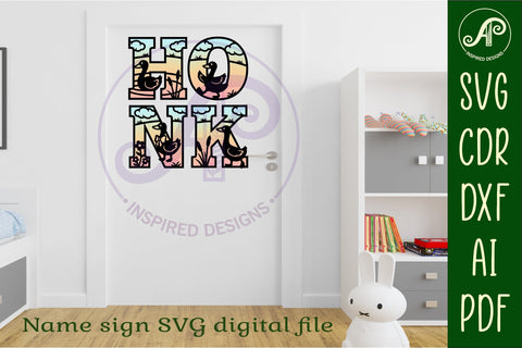 Silly Goose alphabet letters laser cut files SVG - digital download 52 letter options Geese themed name sign SVG APInspireddesigns 