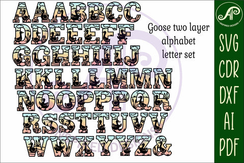 Silly Goose alphabet letters laser cut files SVG - digital download 52 letter options Geese themed name sign SVG APInspireddesigns 