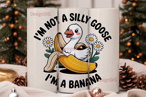 Silly Goose Banana 20oz Tumbler Wrap Sublimation DesignSVG 