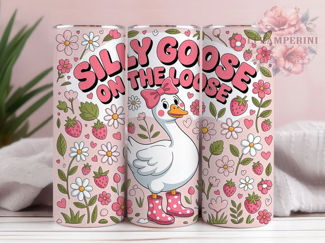 Silly Goose Funny Animal 20oz Tumbler, Goose On Loose, Adorable Goose, Funny Animal, Whimsical Design, 20oz Tumbler Wrap, Sublimation PNG Sublimation Li Zamperini 