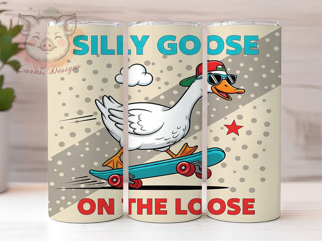 Silly Goose Funny Tumbler Wrap, Funny Goose PNG, 20oz Skinny Tumbler Design, Animal Humor Sublimation Wrap, Goose Lover Tumbler, Quirky Bird Tumbler Design, Farm Animal Funny Wrap Sublimation Lara' s Designs 