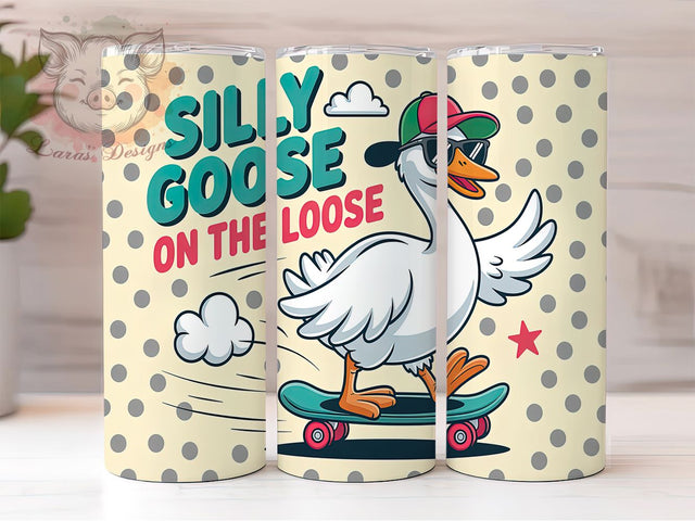 Silly Goose Funny Tumbler Wrap, Funny Goose PNG, 20oz Skinny Tumbler Design, Animal Humor Sublimation Wrap, Goose Lover Tumbler, Quirky Bird Tumbler Design, Farm Animal Funny Wrap Sublimation Lara' s Designs 