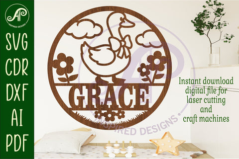 Silly Goose name sign design for laser cutting SVG APInspireddesigns 
