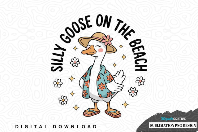 Silly goose on the beach sublimation png design Sublimation Regulrcrative 