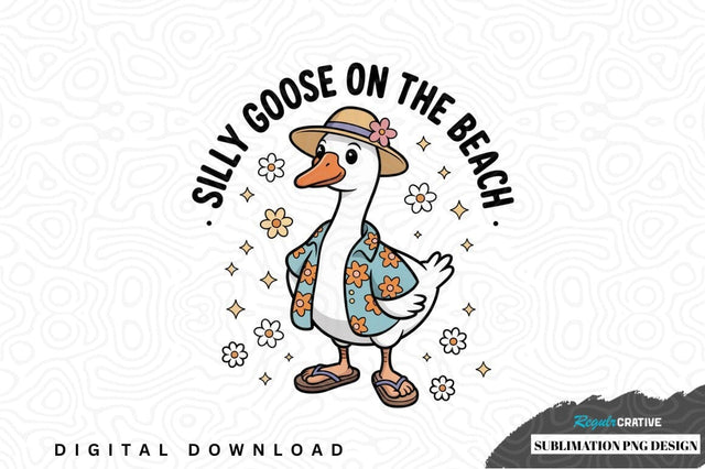 Silly goose on the beach sublimation png design Sublimation Regulrcrative 