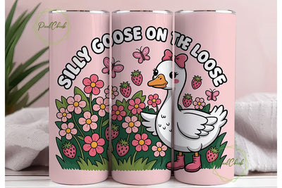 Silly Goose Pink Floral 20oz Tumbler Sublimation PixelChick 