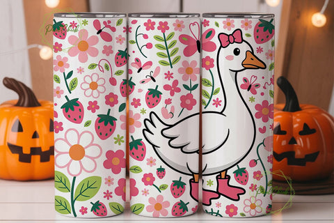 Silly Goose Pink Floral 20oz Tumbler Sublimation PixelChick 