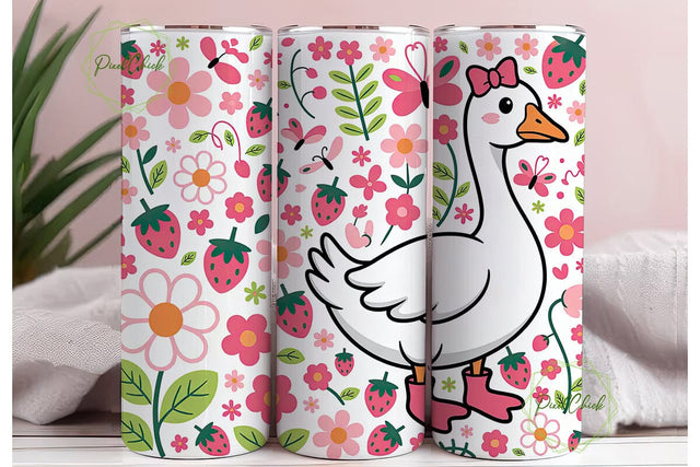 Silly Goose Pink Floral 20oz Tumbler Sublimation PixelChick 