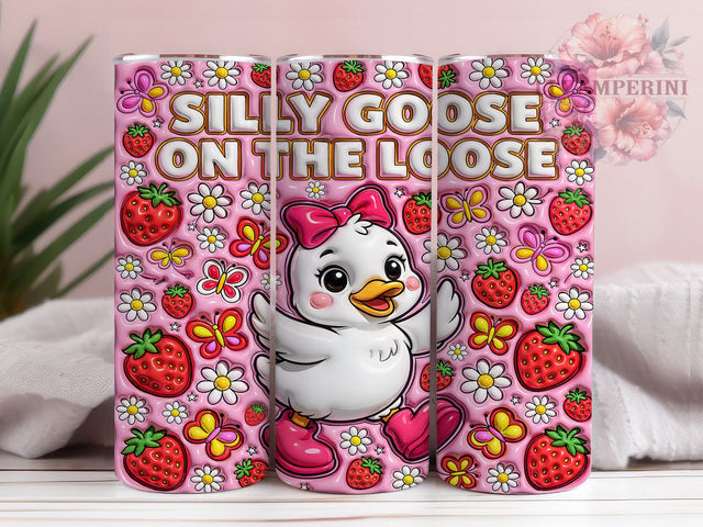 Silly Goose Strawberry 20oz Tumbler, Silly Goose, Strawberry Motif, Playful Style, Whimsical Charm, Farmhouse Fun, Skinny Tumbler, Sublimation PNG Sublimation Li Zamperini 