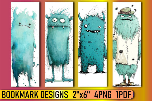 Silly Hand-Drawn Monsters in Watercolor Style Sublimation afrosvg 