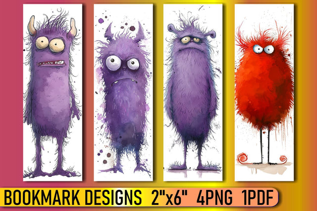 Silly Monster Printable Set for Bookmarks Sublimation afrosvg 