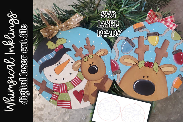 Silly Reindeer Ornament Set SVG SVG Whimsical Inklings 