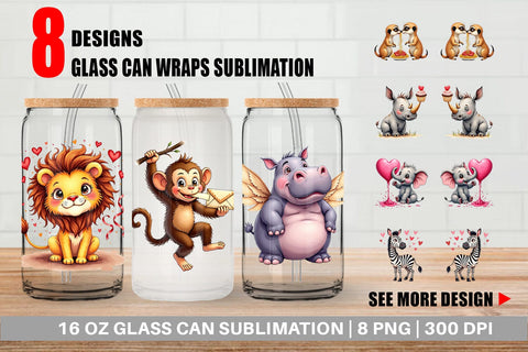 Silly Safari Glass Can Sublimation artnoy 
