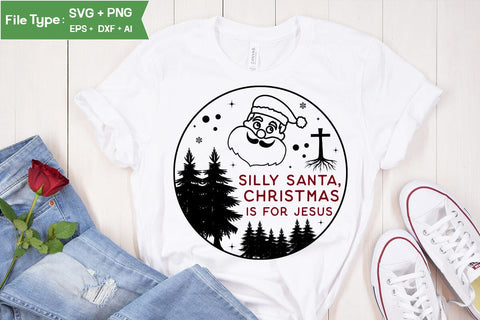 Silly Santa, Christmas Is For Jesus Round Sign SVG Design,Farmhouse Christmas Round Sign SVG Design, Christmas SVG Design, SVGs, Food & Drink, Print & Cut, Quotes and Sayings SVG DesignPlante 503 