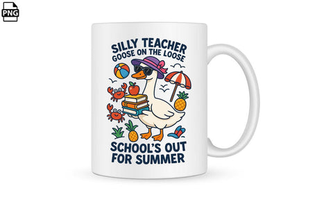 Silly Teacher Goose On The Loose School's Out for Summer PNG Printable File Sublimation Creativedesigntee 