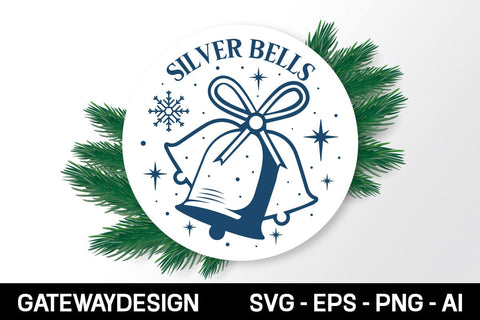 Silver Bells Round Sign Svg Design SVG designmaster24 