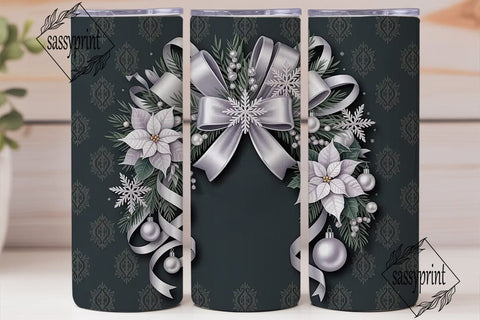 Silver Christmas Elegance 20oz Tumbler Sublimation sassyprint 