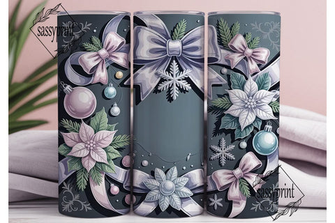 Silver Christmas Elegance 20oz Tumbler Sublimation sassyprint 