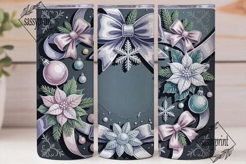 Silver Christmas Elegance 20oz Tumbler Sublimation sassyprint 