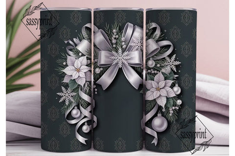 Silver Christmas Elegance 20oz Tumbler Sublimation sassyprint 