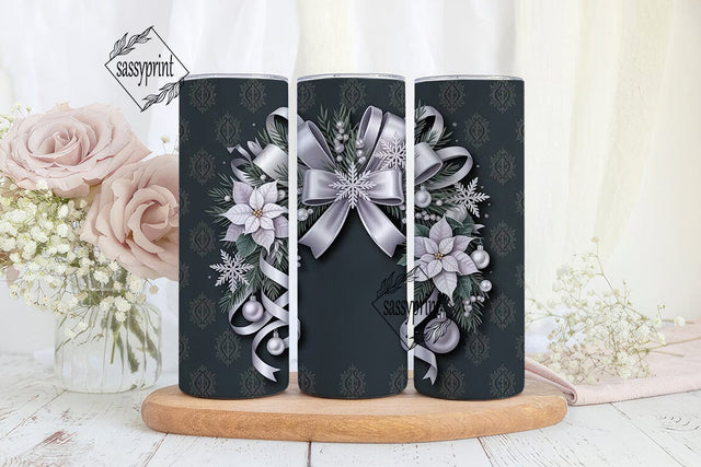 Silver Christmas Elegance 20oz Tumbler Sublimation sassyprint 