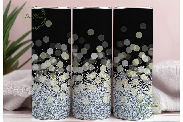 Silver Glitter Bokeh 20oz Tumbler Design Sublimation PixelChick 
