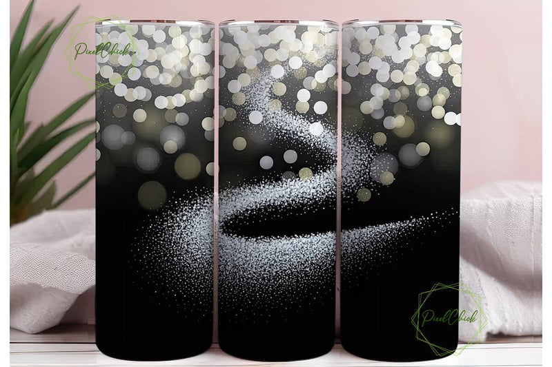 Silver Glitter Bokeh 20oz Tumbler Design Sublimation PixelChick 