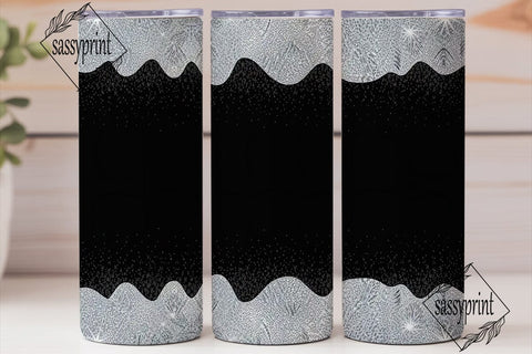 Silver Glitter Glam 20oz Tumbler Wrap Sublimation sassyprint 