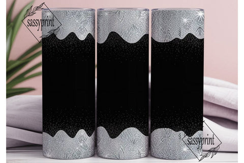 Silver Glitter Glam 20oz Tumbler Wrap Sublimation sassyprint 