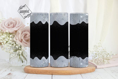 Silver Glitter Glam 20oz Tumbler Wrap Sublimation sassyprint 