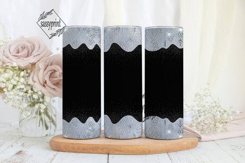 Silver Glitter Glam 20oz Tumbler Wrap Sublimation sassyprint 