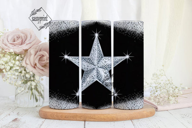 Silver Glitter Glam 20oz Tumbler Wrap Sublimation sassyprint 