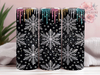 Silver Glitter Snowflakes 20oz Tumbler, Silver Glitter, Glitter Snowflakes, Snowflake Tumbler, Silver Snowflakes, 20oz Tumbler Wrap, Christmas Tumbler, Snowflake PNG Sublimation Li Zamperini 