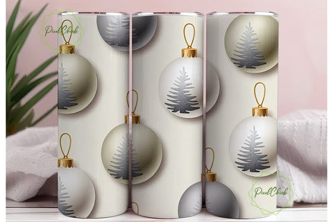 Silver & Gold Ornaments Tumbler Wrap Sublimation PixelChick 