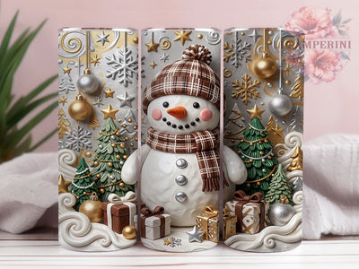 Silver Gold Snowman 20oz Tumbler, Silver Gold Snowman, Gold Snowman PNG, Silver Xmas Tumbler, Metallic Snowman Sub, Silver Gold Wrap, Luxury Xmas Tumbler, Silver Winter Sub Sublimation Li Zamperini 