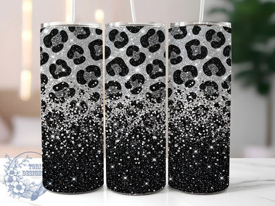 Silver Leopard Glitter 20oz Tumbler, Silver Leopard, Leopard Glitter, Glitter Tumbler, 20oz Tumbler, Silver Tumbler, Leopard Tumbler, Tumbler Wrap Sublimation ToriDesigns 