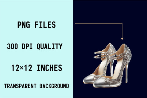 Silver Luxury Heels Sublimation Clipart Bundle Sublimation SVGArt 