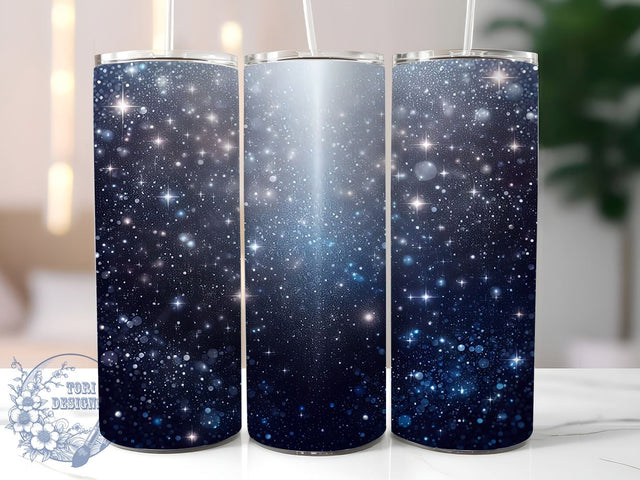Silver Ombre Tumbler, Blue Glitter Design, 20oz Tumbler Wrap, Sublimation Design, Ombre Tumbler, Sparkly Drinkware, Glitter Tumbler Wrap Sublimation ToriDesigns 
