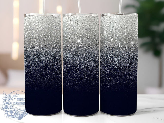 Silver Ombre Tumbler, Blue Glitter Design, 20oz Tumbler Wrap, Sublimation Design, Ombre Tumbler, Sparkly Drinkware, Glitter Tumbler Wrap Sublimation ToriDesigns 