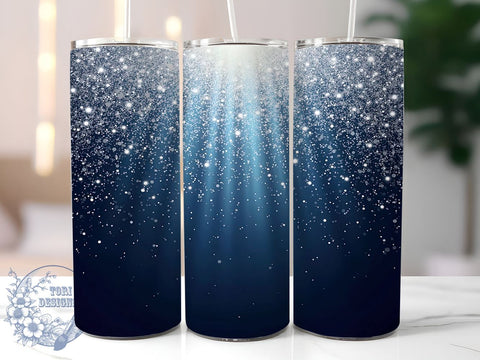 Silver Ombre Tumbler, Blue Glitter Design, 20oz Tumbler Wrap, Sublimation Design, Ombre Tumbler, Sparkly Drinkware, Glitter Tumbler Wrap Sublimation ToriDesigns 