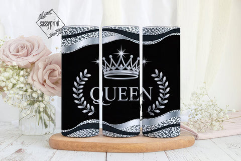 Silver Queen Glitter 20oz Tumbler Wrap Sublimation sassyprint 